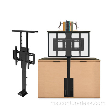 2024 Reka bentuk mewah Dual Monitor boleh laras Pejabat ketinggian drop-down elektrik tv lift stand